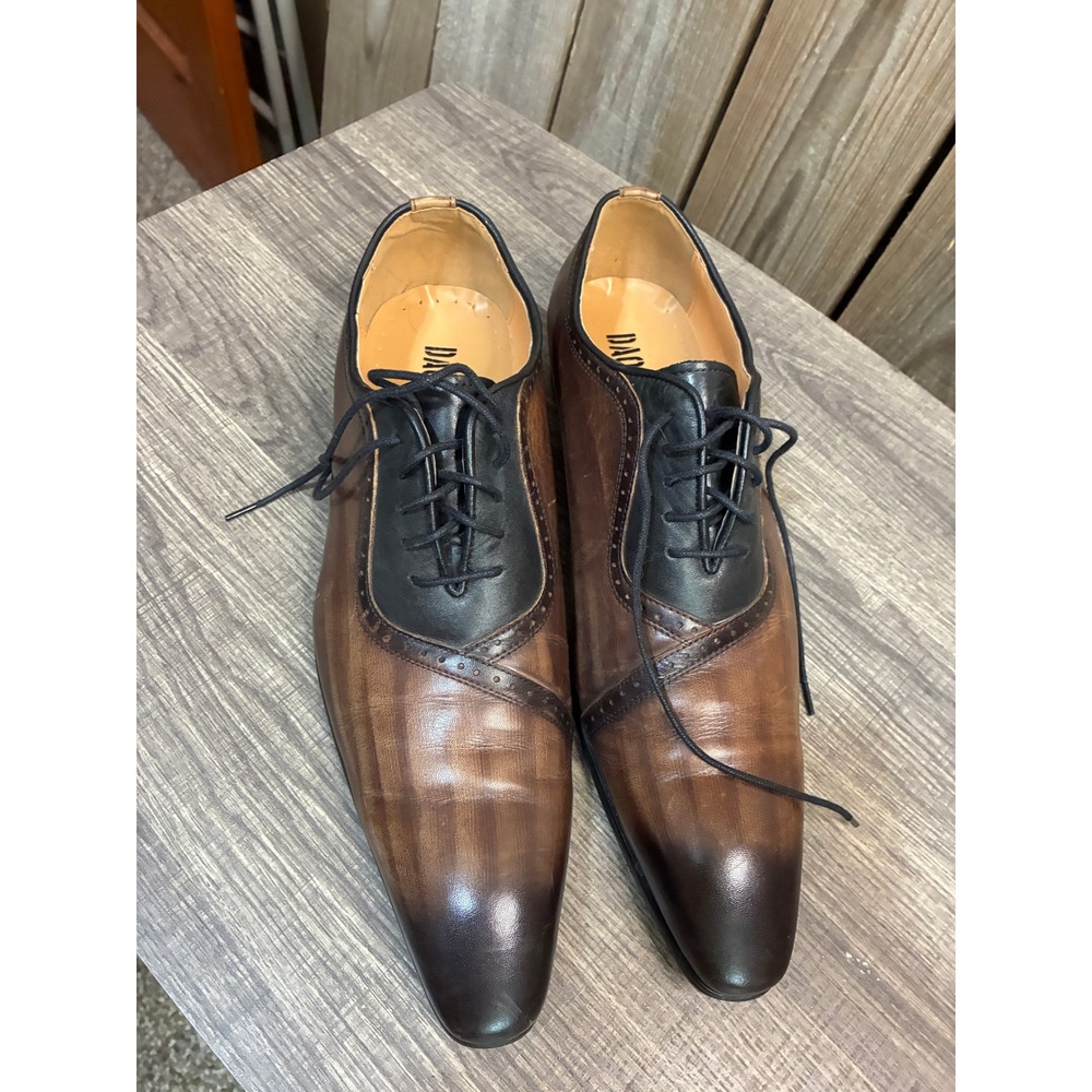 Daochen Two Tone Brown Leather Oxford Dress Shoes EU 45 031-310 Pointed Toe